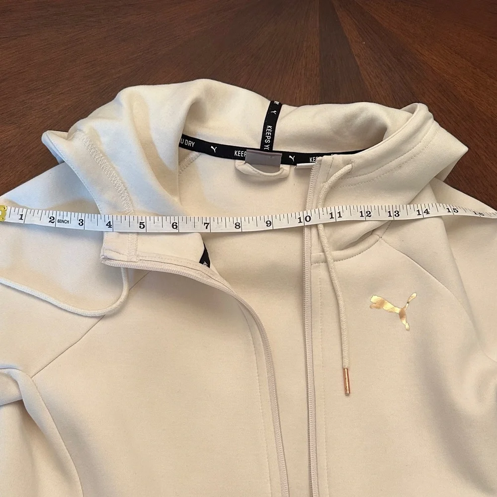 PUMA Cream Zip-Up Hoodie • Cozy Athletic Style • Women’s Size Small - Picture 4 of 11